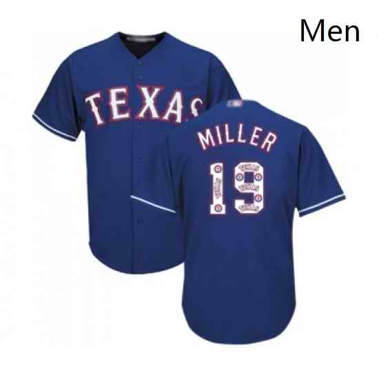 Mens Texas Rangers 19 Shelby Miller Authentic Royal Blue Team Logo Fashion Cool Base Baseball Jersey